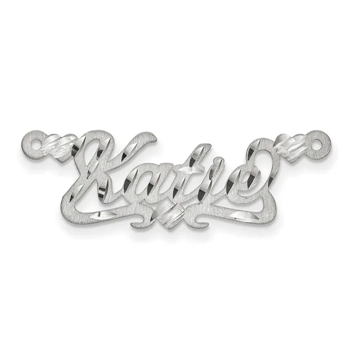 0.018 Gauge Satin Diamond-cut Nameplate Sterling Silver XNA186SS
