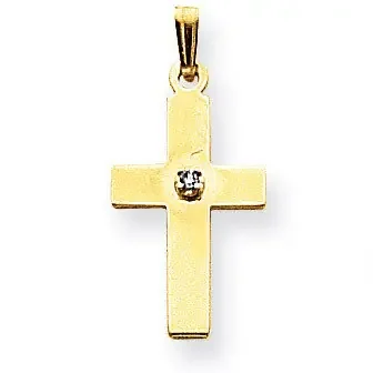 0.01ct. Diamond Cross Pendant 14k Gold Polished XR776
