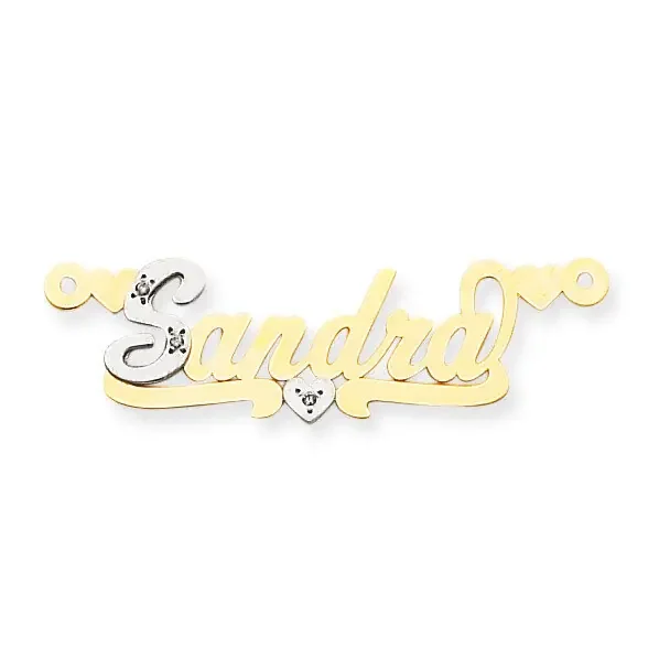 0.02ct Diamond Nameplate 14k Two-Tone Gold XNA222T
