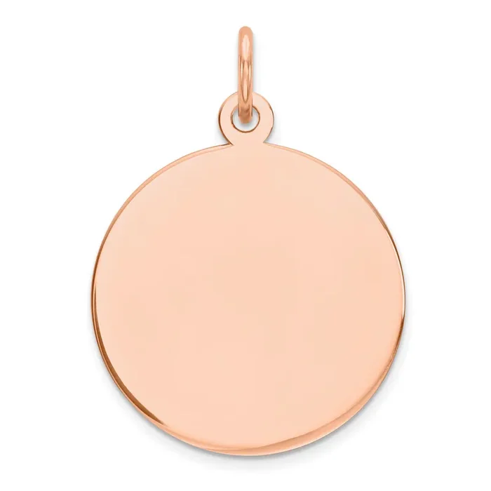 .013 Gauge Circular Engravable Disc Charm 14k Rose Gold Plain XRM136/13