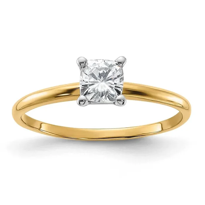 1/2ct. G H I True Light Cushion Moissanite Solitaire Ring 14k Gold YGSH13C-8MT
