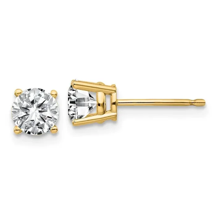 1ct. 5.0mm Round G H I True Light Moissanite Earrings 14k Gold YG326-8MT