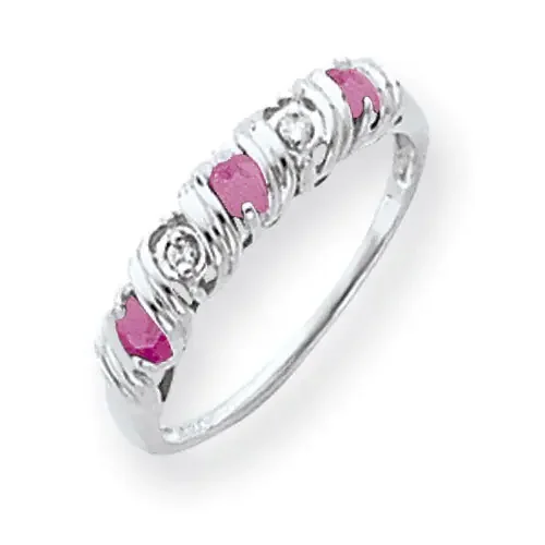 2.75mm Pink Sapphire Diamond Ring 14k white Gold Y4719SP/AA