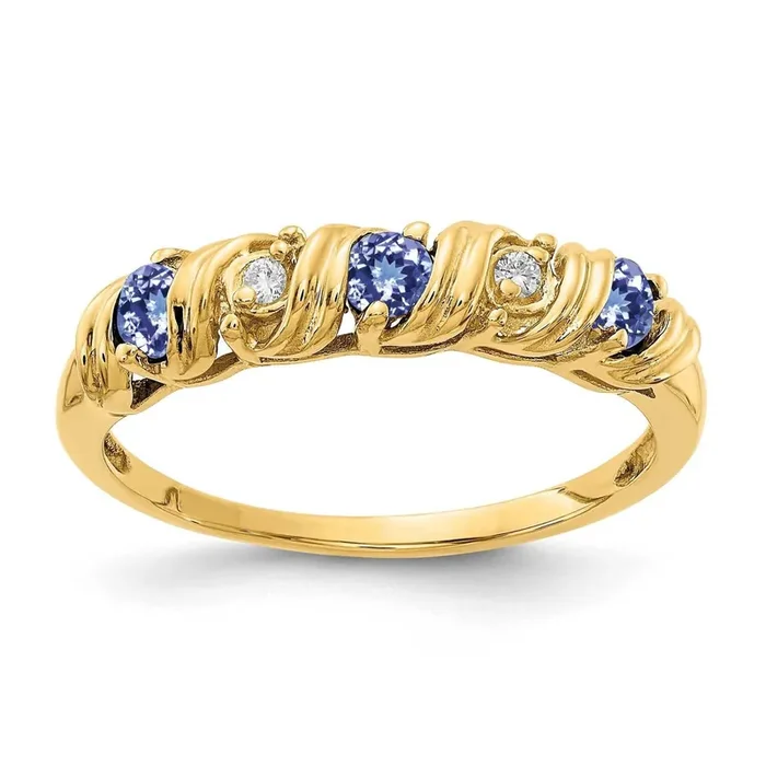 2.75mm Tanzanite Aa Diamond Ring 14k Gold Y4718T/AA