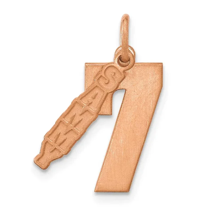 2 Piece Satin Name with Number Charm 14k Rose Gold XNA1486R
