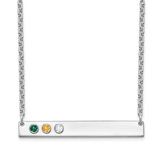 3 Birthstone Medium Bar Necklace 14k White Gold XNA1085/3W