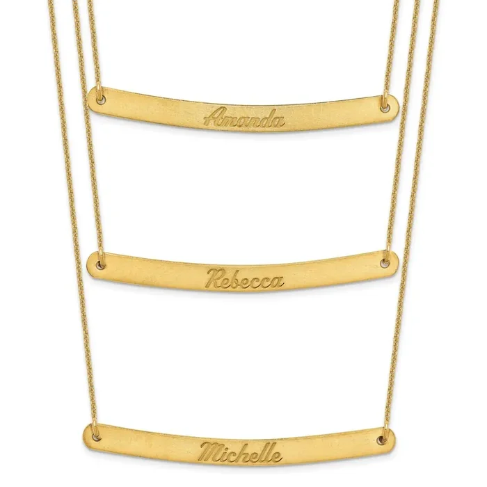 3 Chain 3 Bar Necklace 14k Gold Brushed XNA653Y
