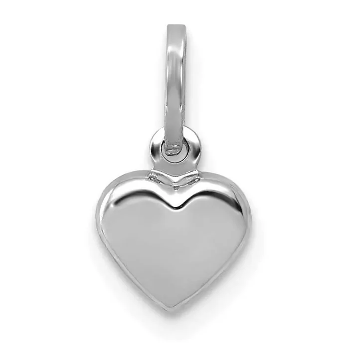 3-D Heart Charm 14k White Gold Polished YC1063W
