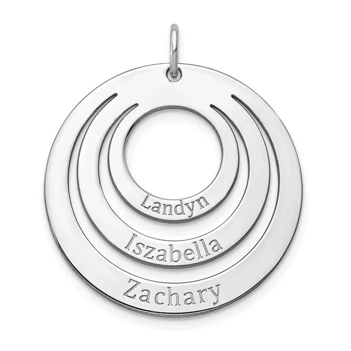 3 Name Circle in Circle Charm Sterling Silver XNA982SS