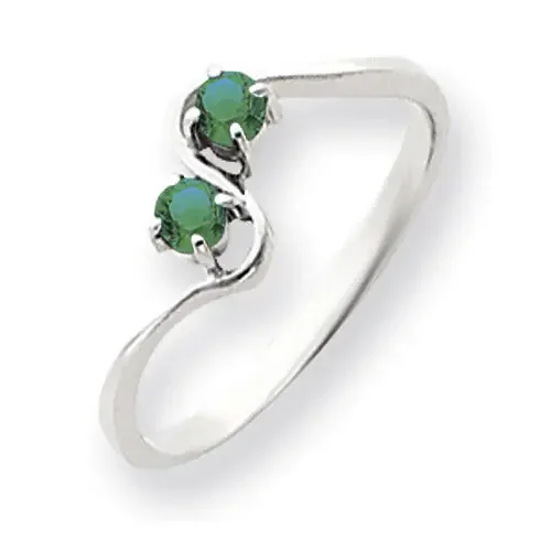 3mm Emerald Ring 14k white Gold Y4717E