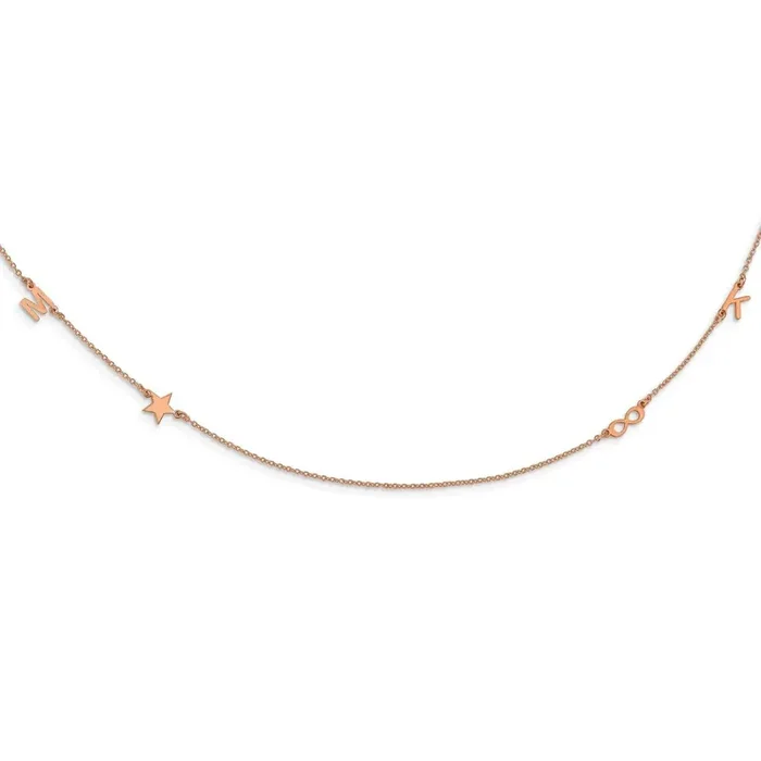 4 Initial Symbol Necklace 14k Rose Gold XNA1289R