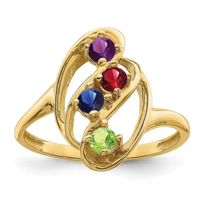 4-Stone Mothers Ring Mounting 14k Gold Polished XMR3/4-7