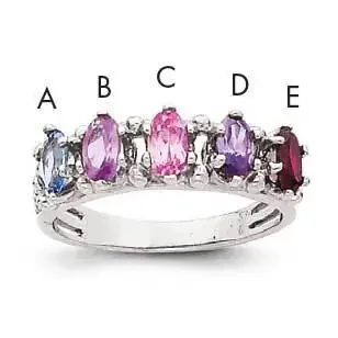 5 Genuine Stone Family Ring 14k White Gold XMRW52/5GY