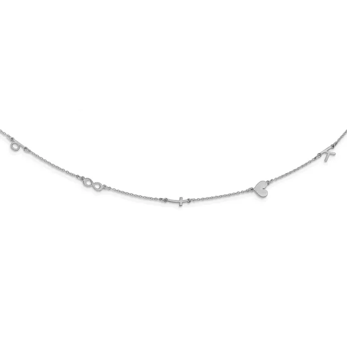 5 Initial Symbol Necklace Sterling Silver Rhodium-plated XNA1290SS