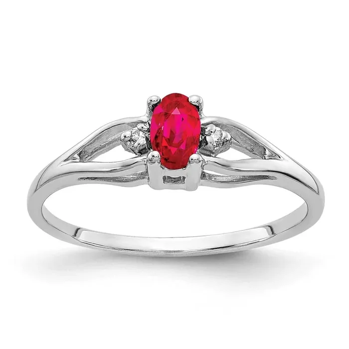 5x3mm Oval Ruby Vs Diamond Ring 14k White Gold Y2080R/VS