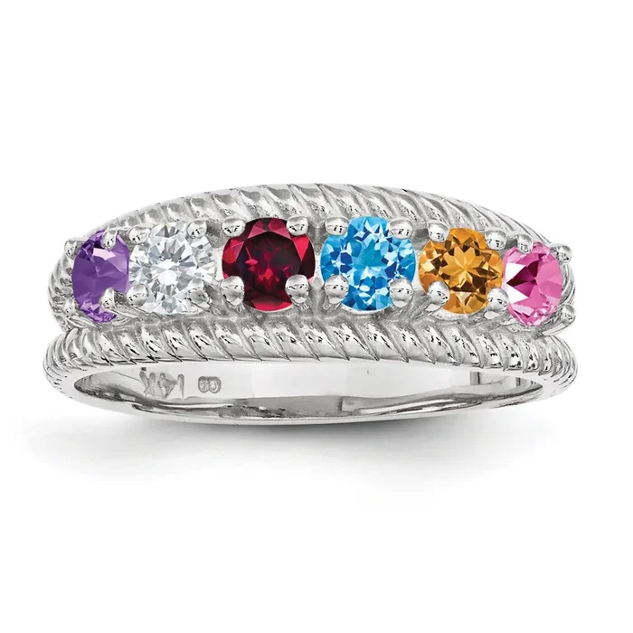 6 Birthstones family jewelry ring Sterling Silver XMR8/6SS
