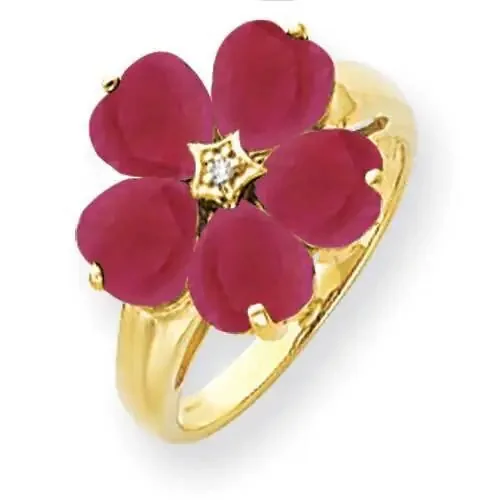 6mm Heart Created Ruby Diamond Ring 14k Gold Y4583CR_AA