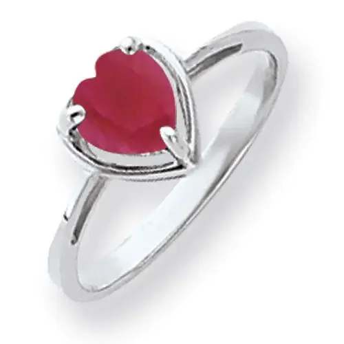 6mm Heart Created Ruby Ring 14k white Gold Y4563CR