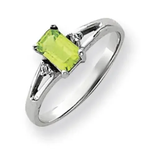 6x4mm Emerald Cut Peridot Diamond Ring 14k White Gold Y4762PE_AA