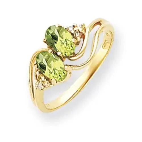 6x4mm Oval Peridot Checker Diamond Ring 14k Gold Y4617PC_AA