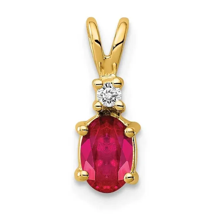 6x4mm Oval Ruby Diamond pendant 14k Gold XP1002R_AA