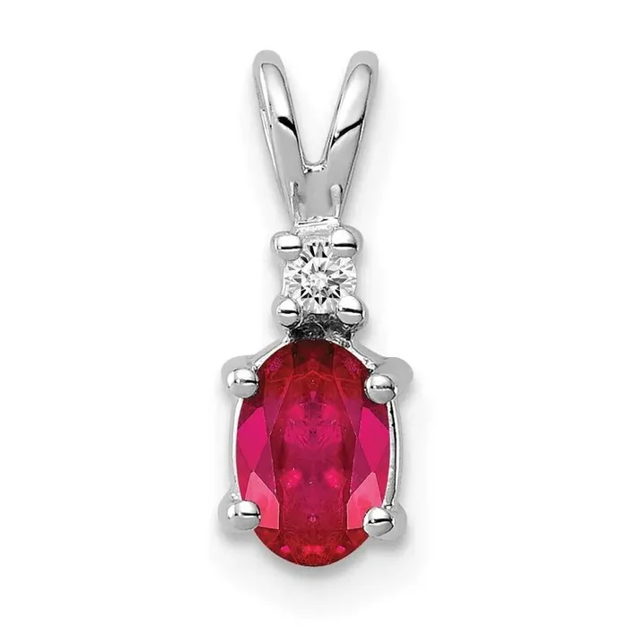 6x4mm Oval Ruby Diamond pendant 14k White Gold XP1003R/AA