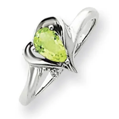 6x4mm Pear Peridot Diamond Ring 14k White Gold Y4560PE_AA