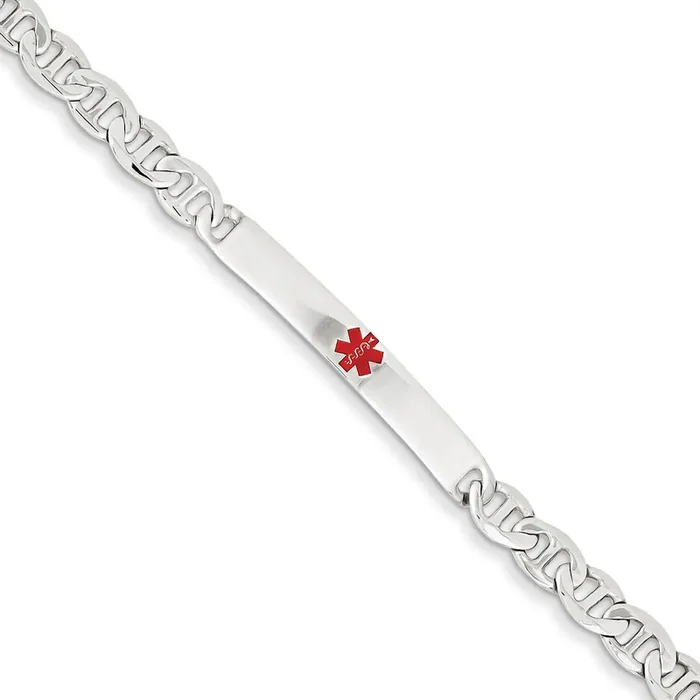 7.5 Inch Medical Anchor Link ID Bracelet Sterling Silver Polished XSM158-7.5