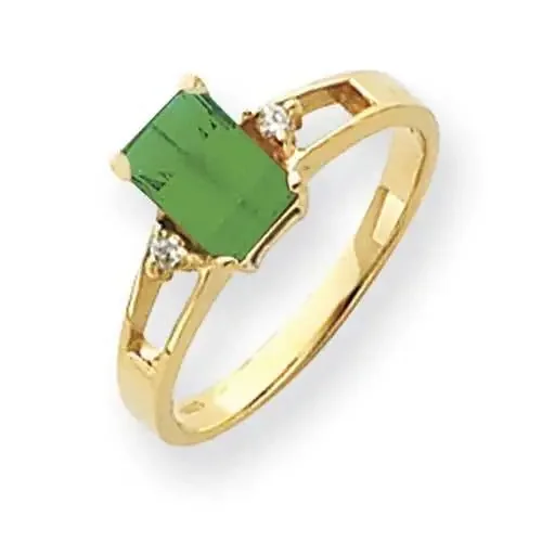 7x5mm Emerald Cut Emerald Diamond Ring 14k Gold Y4757E_AA
