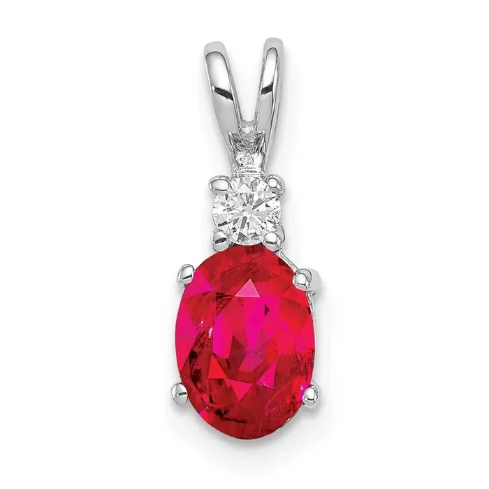7x5mm Oval Ruby Diamond pendant 14k White Gold XP1005R_AA