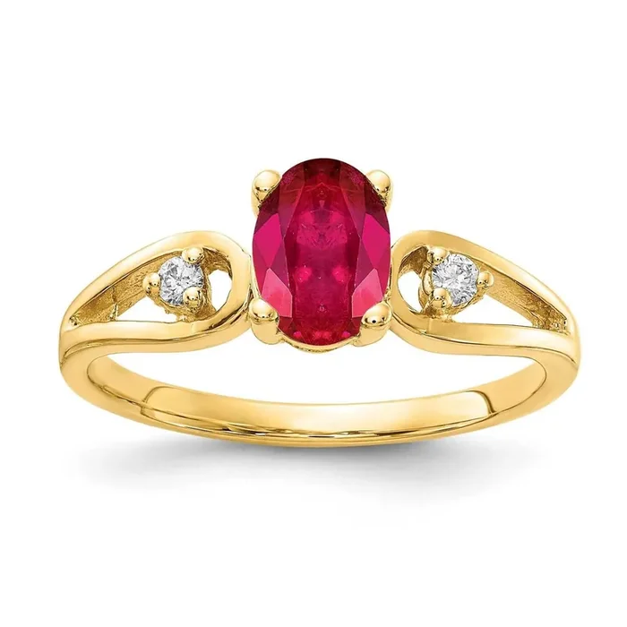 7x5mm Oval Ruby Diamond Ring 14k Gold Y2189R_AA