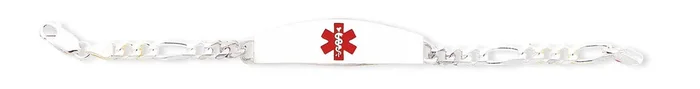 8 Inch Medical ID Figaro Link Bracelet Sterling Silver XSM7-8