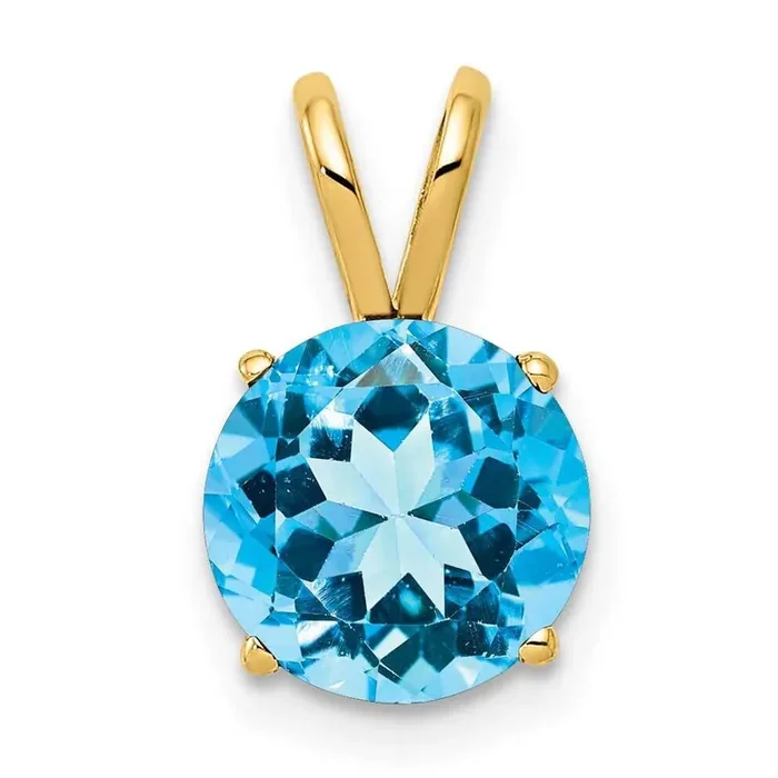 8mm Blue Topaz pendant 14k Gold XP418BT