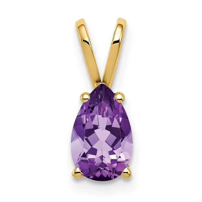 8x5mm Pear Amethyst pendant 14k Gold XP425AM