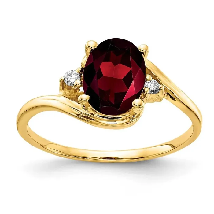 8x6mm Oval Garnet Diamond Ring 14k Gold Y2245GA_AA