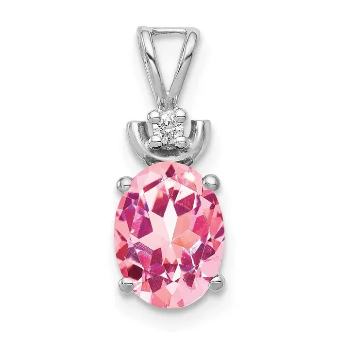 8x6mm Oval Pink Tourmaline VS Diamond Pendant 14k White Gold XP1658PT/VS