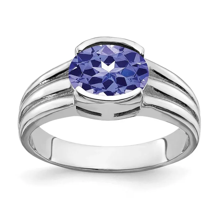 8x6mm Oval Tanzanite Ring 14k White Gold Y4474T