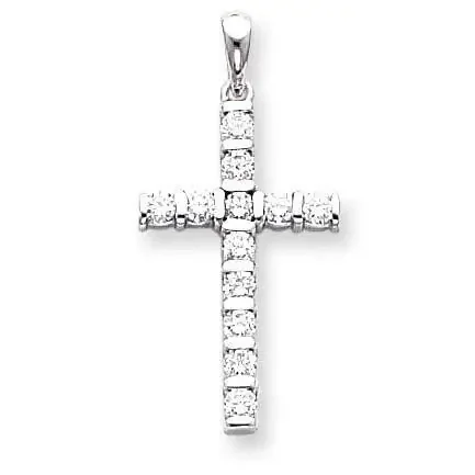 AAA Diamond Cross Pendant 14k White Gold XP96WAAA