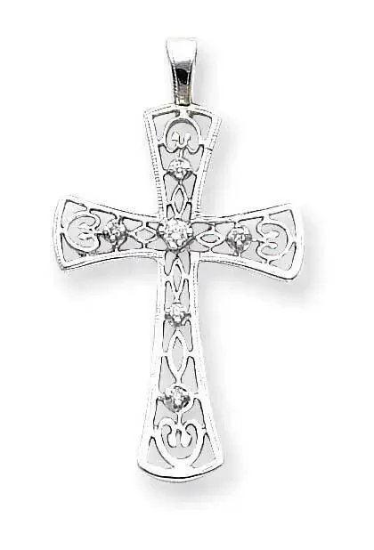 AAA Diamond Cross Pendant 14k White Gold XP984AAA