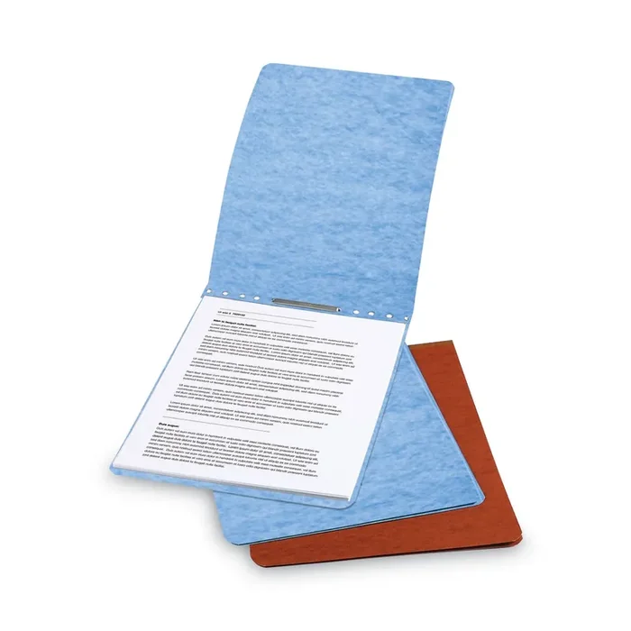 ACCO PRESSTEX Report Cover with Tyvek Reinforced Hinge, Top Bound, Two-Piece Prong Fastener, 2″ Capacity, 8.5 x 11, Light Blue