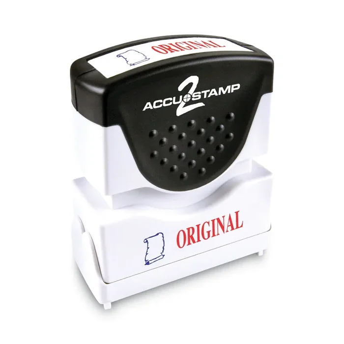 ACCUSTAMP2® Pre-Inked Shutter Stamp, Red/Blue, ORIGINAL, 1.63 x 0.5