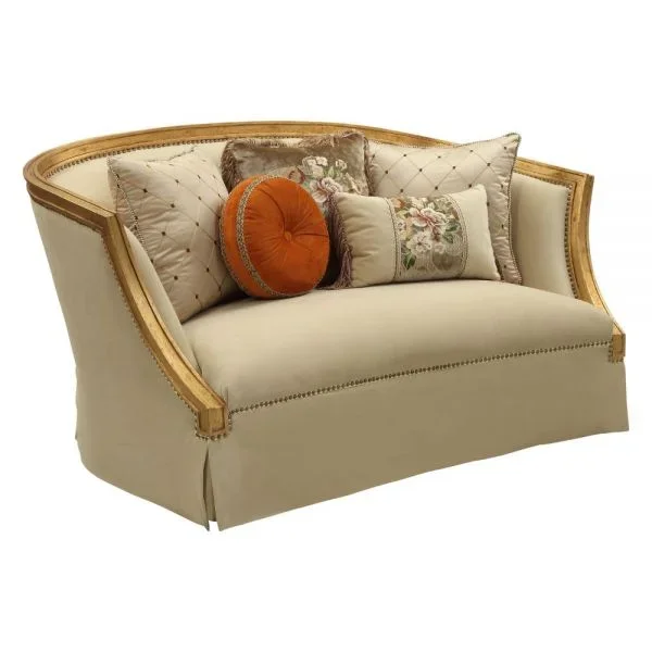 ACME Daesha Tan Flannel & Antique Gold Loveseat Model 50836