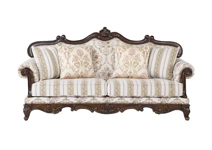 ACME Nayla Pattern Fabric & Walnut Finish Sofa Model LV01273