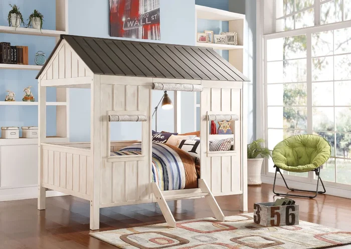 ACME Spring Cottage Weathered White & Washed Gray Full Bed Model 37655F