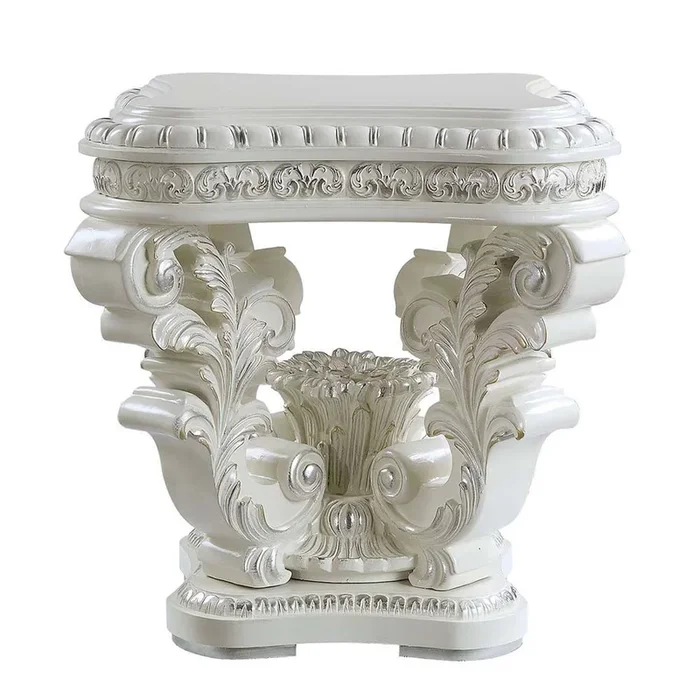 ACME Vanaheim Antique White Finish End Table Model LV00801