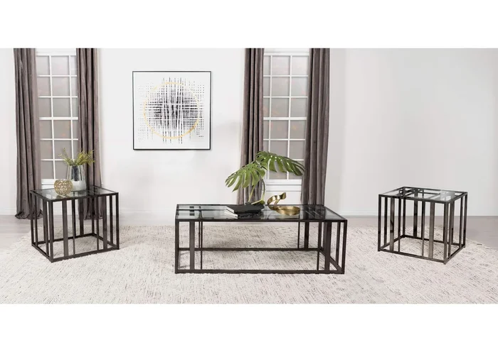 Adri 3-piece Coffee and End Table Set Black Nickel