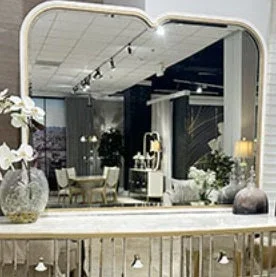 AICO Furniture Scotts Square Dresser Mirror in Light Champagne