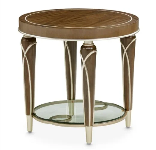 AICO Villa Cherie End Table in Hazelnut