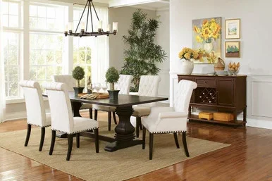 Alana Fabric Upholstered Dining Side Chair Beige (Set of 2) / CS-190162