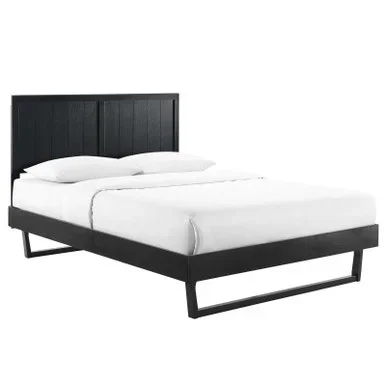 Alana Wood King Platform Bed With Angular Frame / MOD-6617